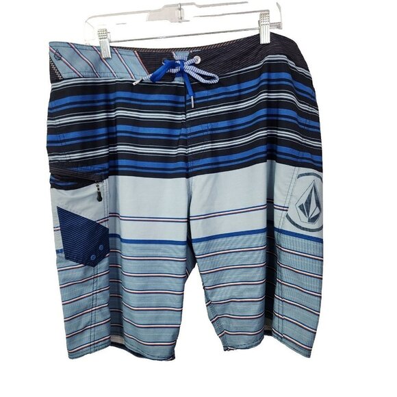 Volcom Mod-Tech Mens Hybrid Shorts Boardshorts Swim Trunks Blue Size 38 - Picture 1 of 10